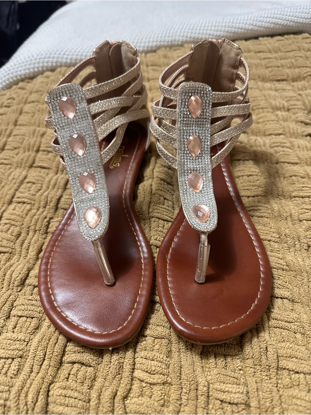 Women’s Rose Gold Jeweled Gladiator Sandals